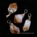 Gold Plated Natural Stone Quartz Crystal Statement Pendant